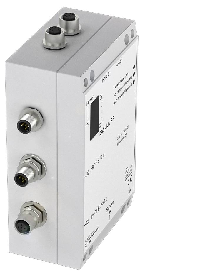 Ein rechteckiges elektronisches Gerät mit mehreren Anschlüssen auf der Vorderseite, wahrscheinlich für industrielle Anwendungen.