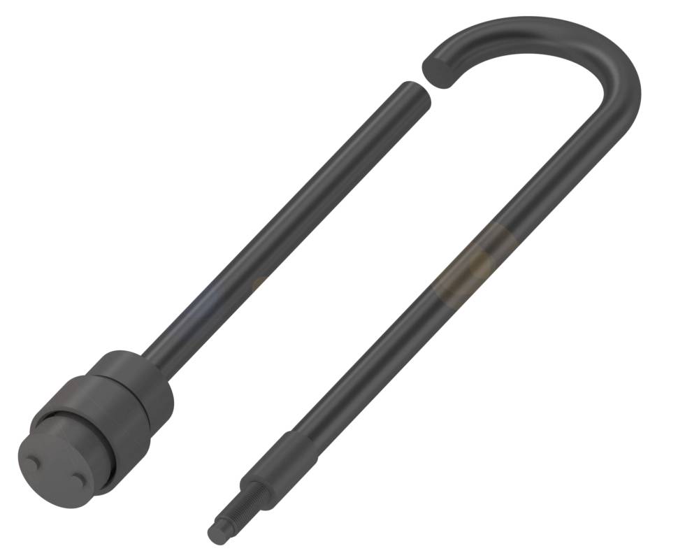 Geöffnetes schwarzes Vorhängeschloss, bestehend aus einem U-förmigen Bügel und einem separaten Schlosskörper.