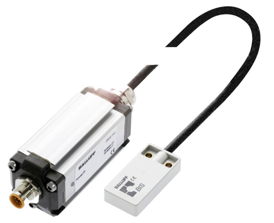 Industrieller RFID-Reader mit Kabel, kompakt und robust, zur Datenübertragung und Identifikation in automatisierten Systemen.