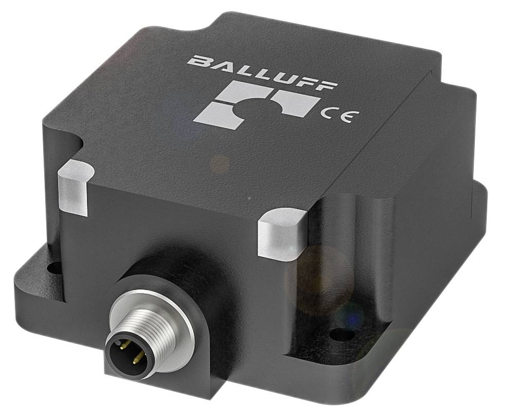 Ein schwarzer Sensor mit der Aufschrift 'BALLUFF' und einer elektronischen Anschlussbuchse, verwendet für technische Anwendungen.