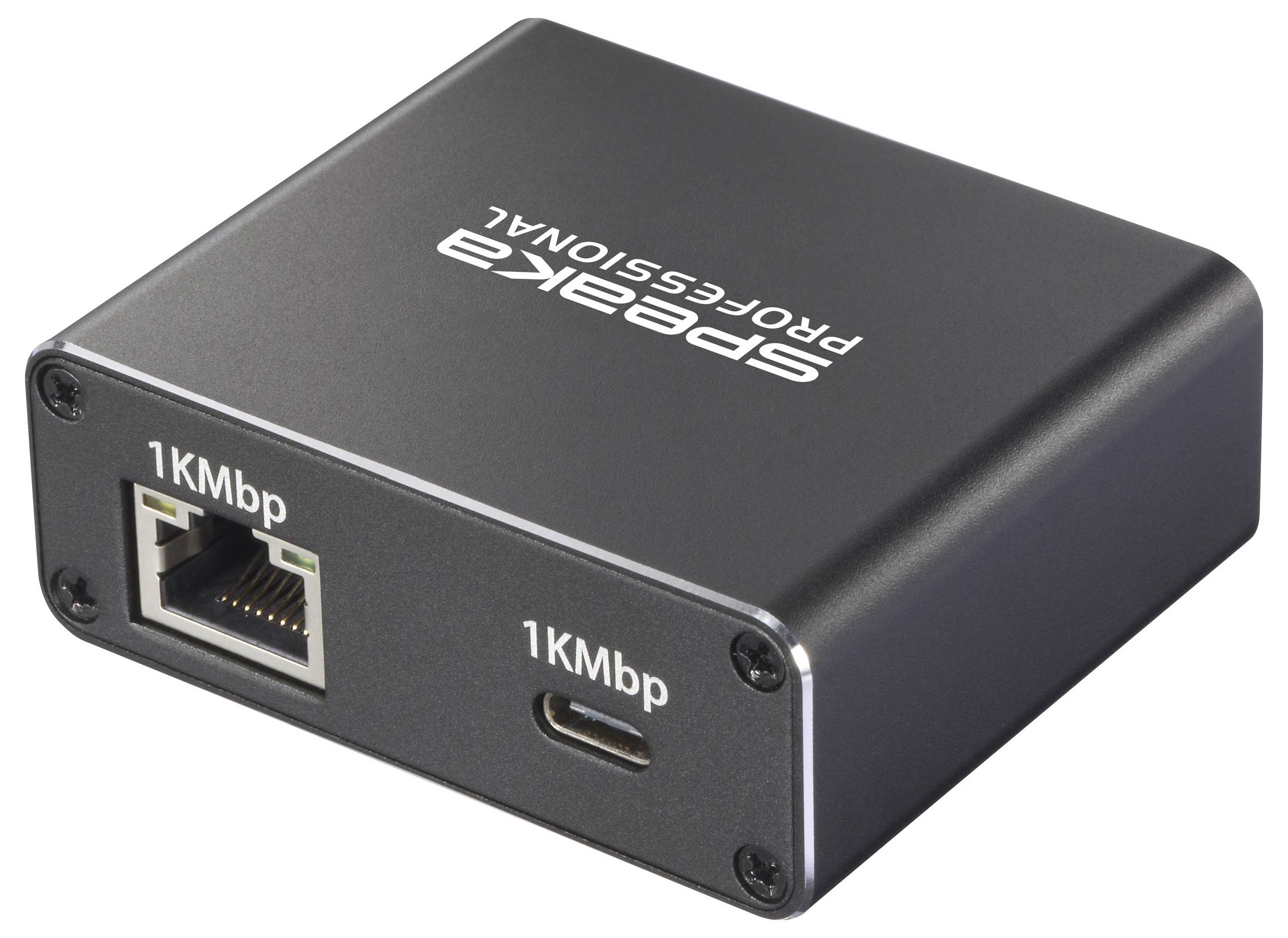 SpeaKa Professional SP-GNS-190 Splitter 1+1 Port RJ45, USB-C® 1 GBit/s USB-Stromversorgung