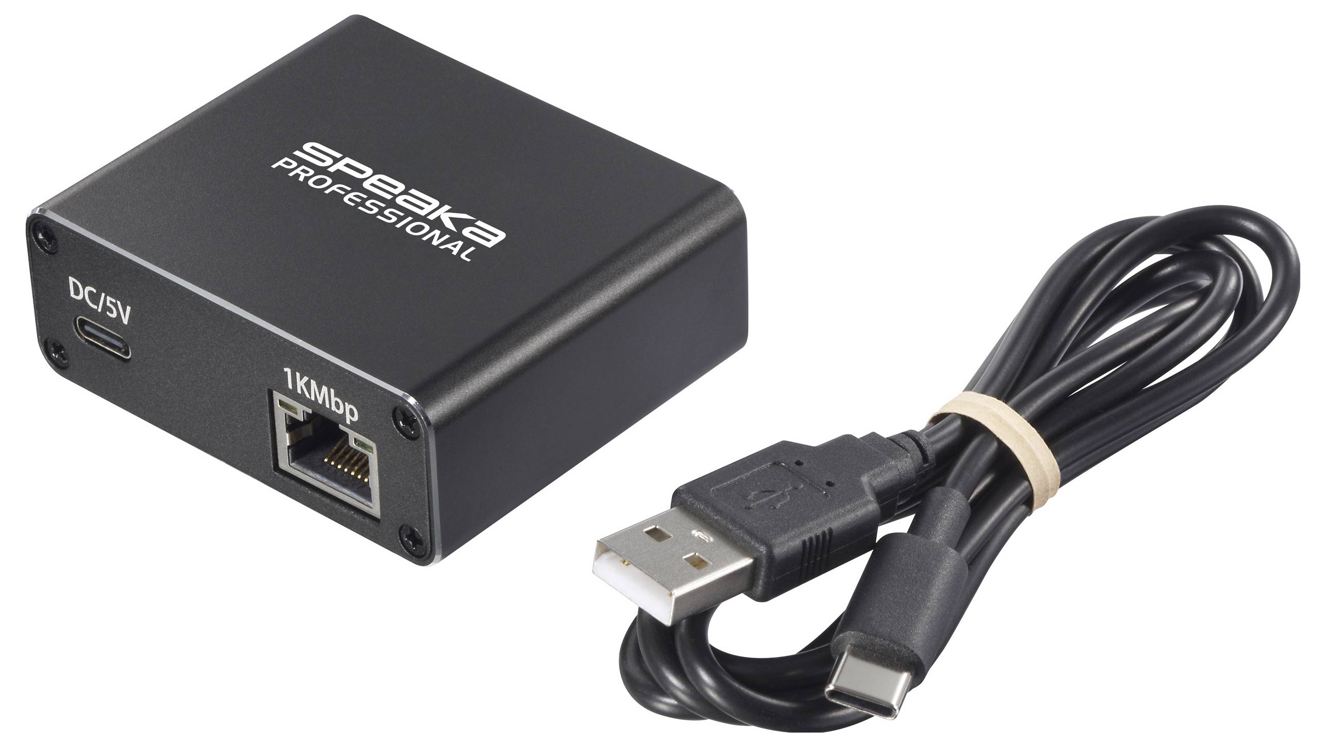 SpeaKa Professional SP-GNS-190 Splitter 1+1 Port RJ45, USB-C® 1 GBit/s USB-Stromversorgung