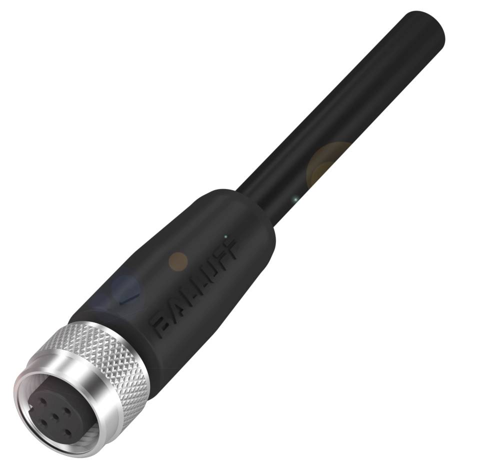 Schwarzer M8-Stecker mit Metallgewinde, markiert mit 'DIAMOND', zur Verbindung von elektrischen Geräten in industriellen Anwendungen.