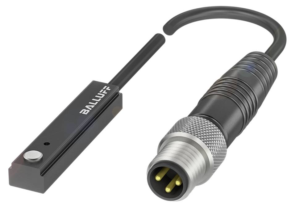 Ein induktiver Sensor von Balluff mit Anschlusskabel, geeignet für präzise Positionsbestimmung in industriellen Anwendungen.