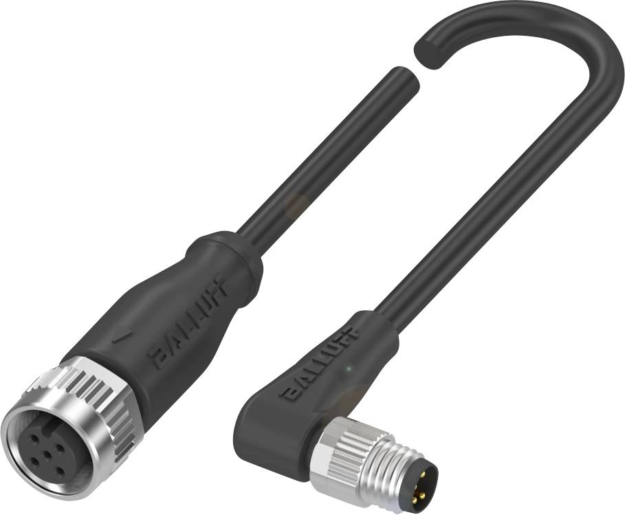 Elektrische Steckverbinder mit robustem Design, geeignet für industrielle Anwendungen. Links: weiblicher, rechts: männlicher Stecker.