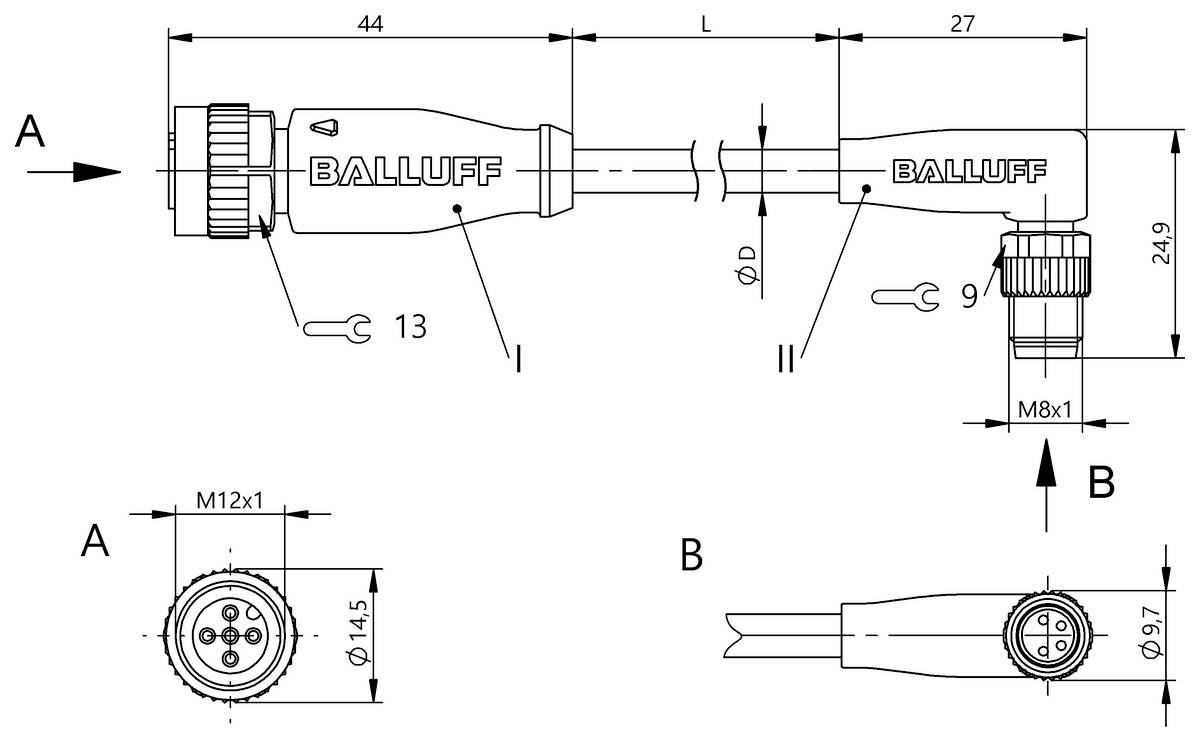BALLUFF BCC03RW Verteilerleitung 1St.