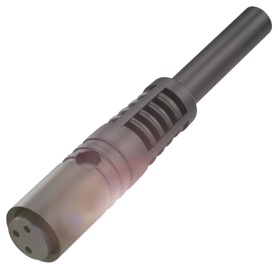 Ein zylindrischer Schalldämpfer aus Metall mit mehreren Öffnungen an der Spitze; dient zur Reduzierung des Geräuschpegels beim Schießen.
