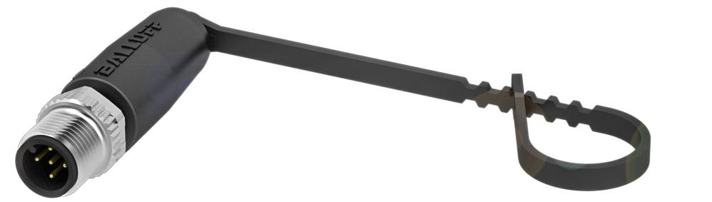 M12-Steckverbinder mit Leitungsdraht und Gewindeverriegelung. Geeignet für industrielle Anwendungen, bietet sichere Verbindung.