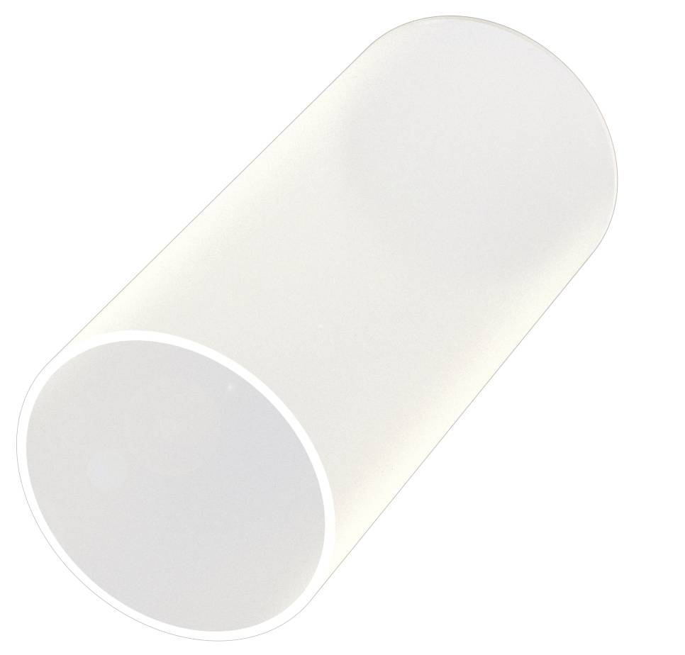Ein weißer, zylindrischer 3D-Illusionseffekt, der sowohl als Kreis als auch als Oval erscheinen kann, je nach Betrachtungswinkel.