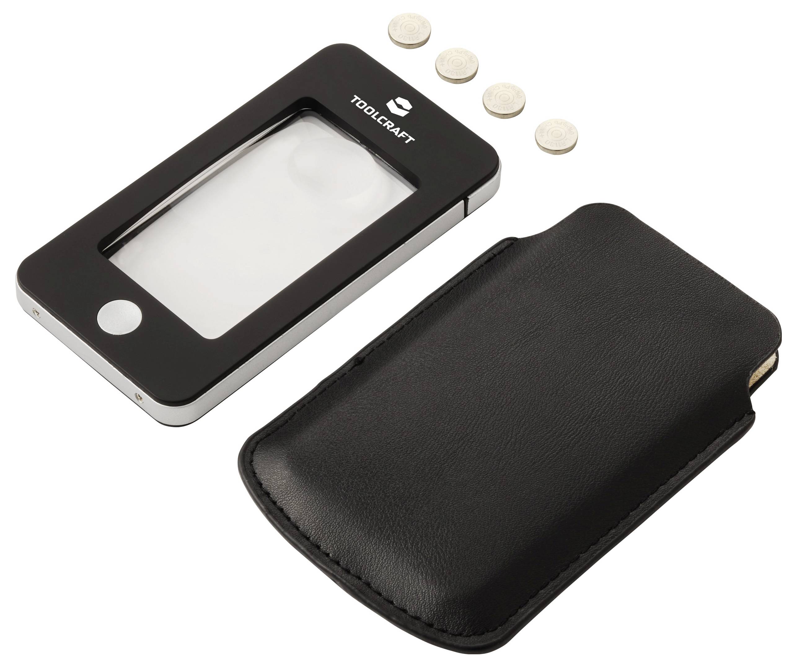 TOOLCRAFT TO-10283184 Handlupe mit LED-Beleuchtung Vergrößerungsfaktor: 2 x, 4 x Linsengröße: (Ø) 23mm Schwarz