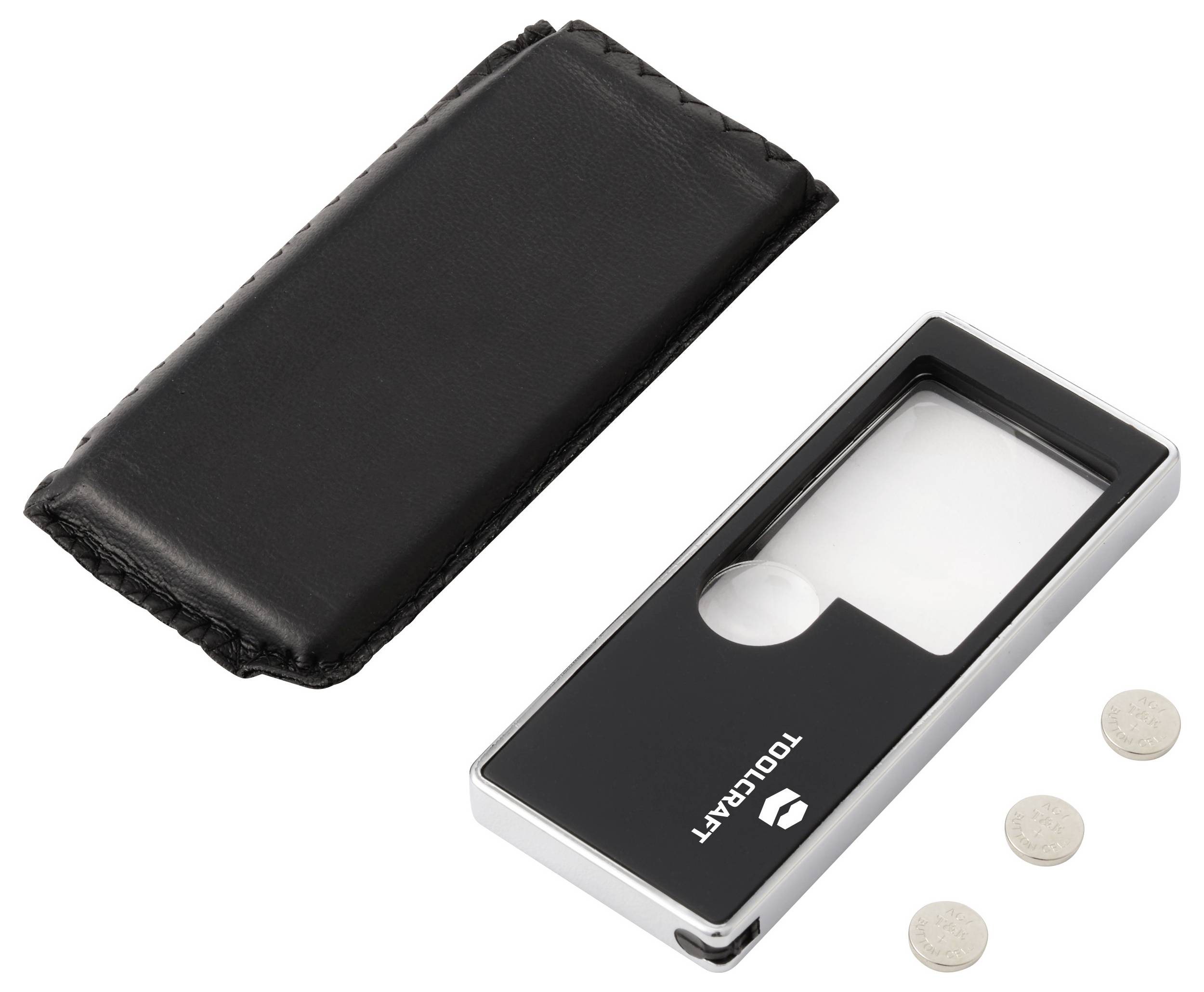TOOLCRAFT TO-10283190 Handlupe mit LED-Beleuchtung Vergrößerungsfaktor: 3 x, 10 x Linsengröße: (Ø) 15mm Schwarz