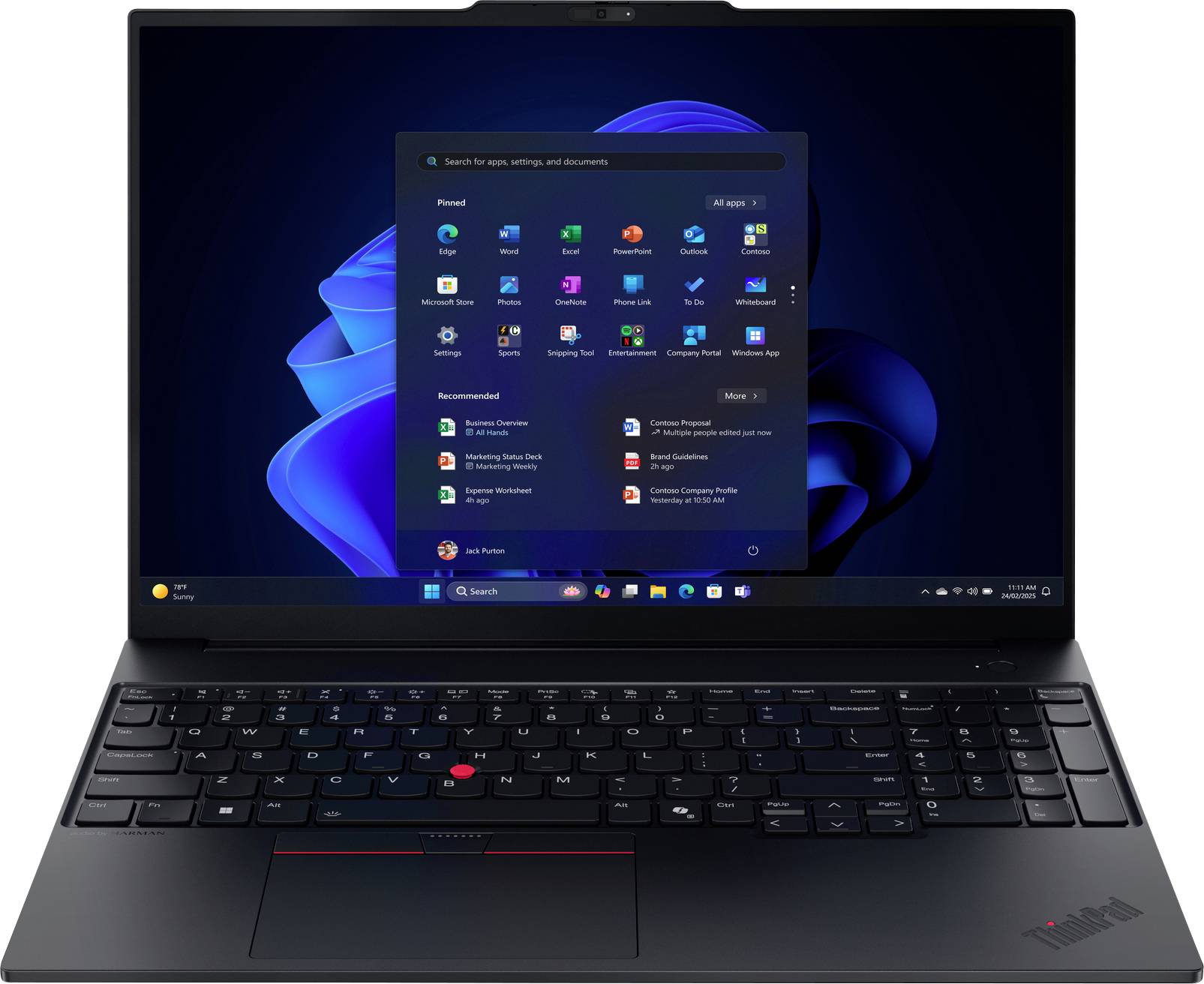 Lenovo Notebook ThinkPad E16 Gen 3 40.6 cm (16 Zoll) WUXGA AMD Ryzen 7 250 32 GB RAM 1 TB SSD Deutsch, QWERTZ AMD Radeon™ 780 Schwarz Win 11 P
