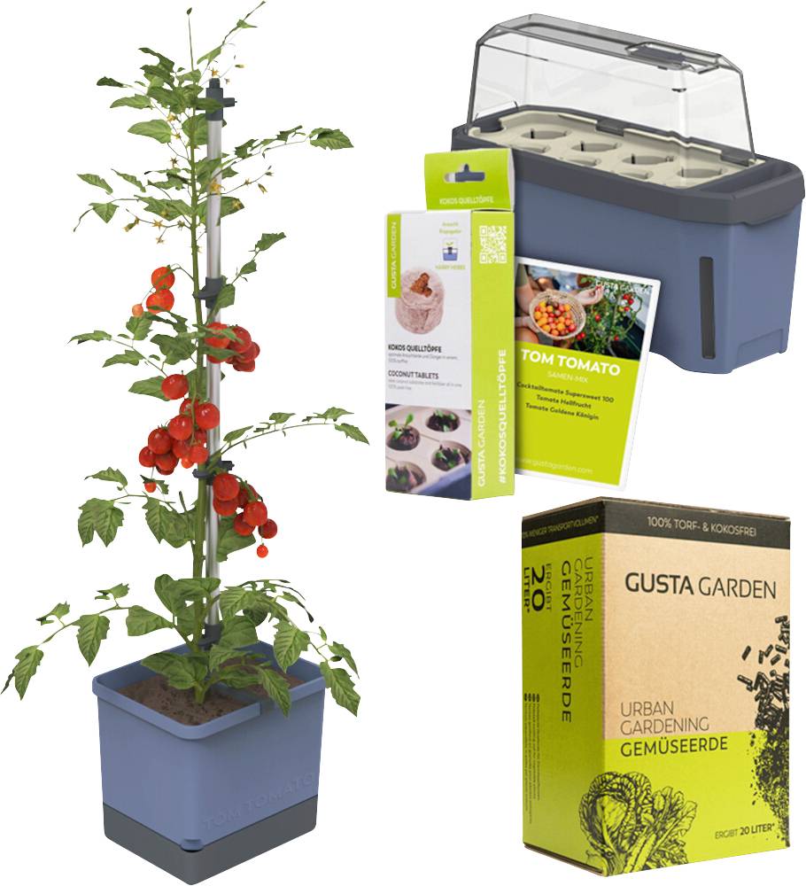 Gusta Garden Tomaten-Starter-Set 5-teilig blau TOM TOMATO / HARRY HERBS / Zubehör / W07081Pflanzgefäß