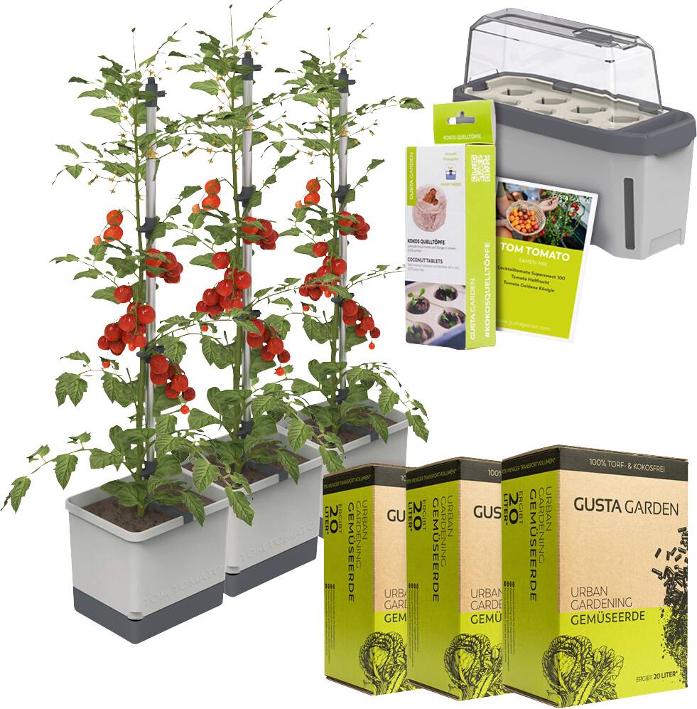 Gusta Garden Tomaten-Power-Set 9-teilig hellgrau TOM TOMATO / HARRY HERBS / Zubehör / W07067Pflanzgefäß