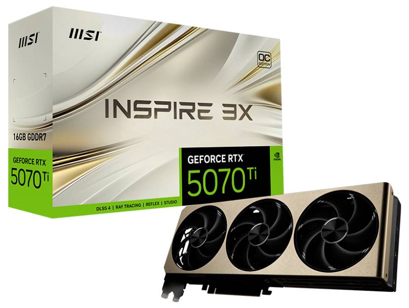 MSI Grafikkarte Nvidia GeForce RTX 5070 Ti 16G Inspire 3X OC 16GB GDDR7-RAM PCIe x16 HDMI®, DisplayPort Übertaktet / Overclocked