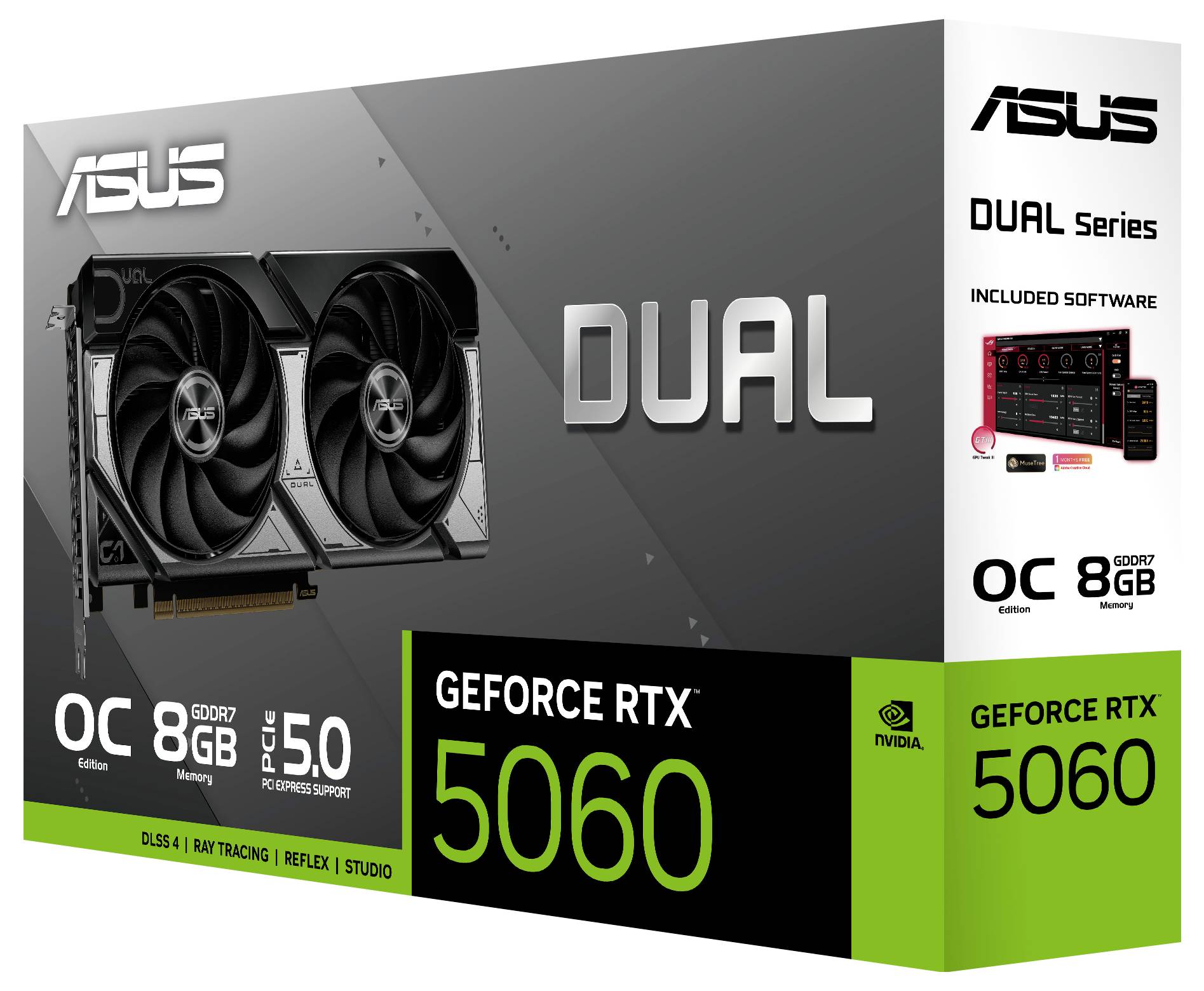 Asus Grafikkarte Nvidia GeForce RTX 5060 GeForce RTX 5060 8 GB GDDR7-RAM PCIe x8 HDMI®, DisplayPort Übertaktet / Overclocked, Zero-Fan-Modus, NVID