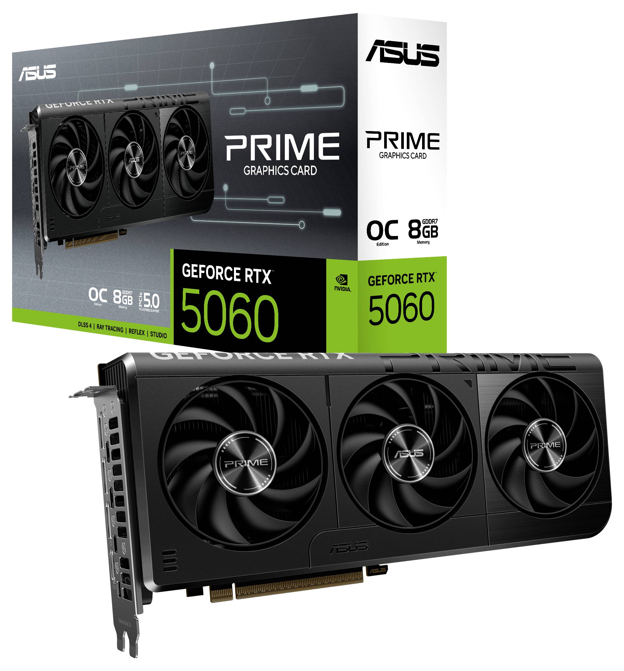 Asus Grafikkarte Nvidia GeForce RTX 5060 GeForce RTX 5060 8GB GDDR7-RAM PCIe x8 HDMI®, DisplayPort Übertaktet / Overclocked