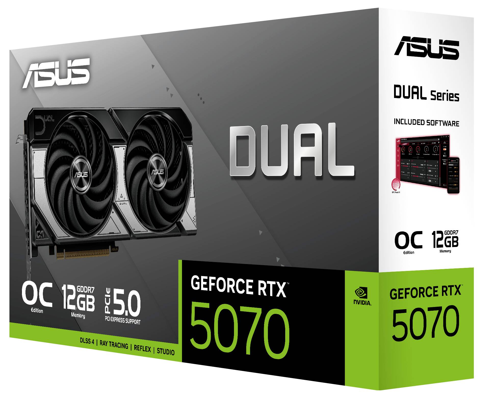 Asus Grafikkarte Nvidia GeForce RTX 5070 GeForce RTX 5070 12 GB GDDR7-RAM PCIe x16 HDMI®, DisplayPort Übertaktet / Overclocked, Zero-Fan-Modus, NV