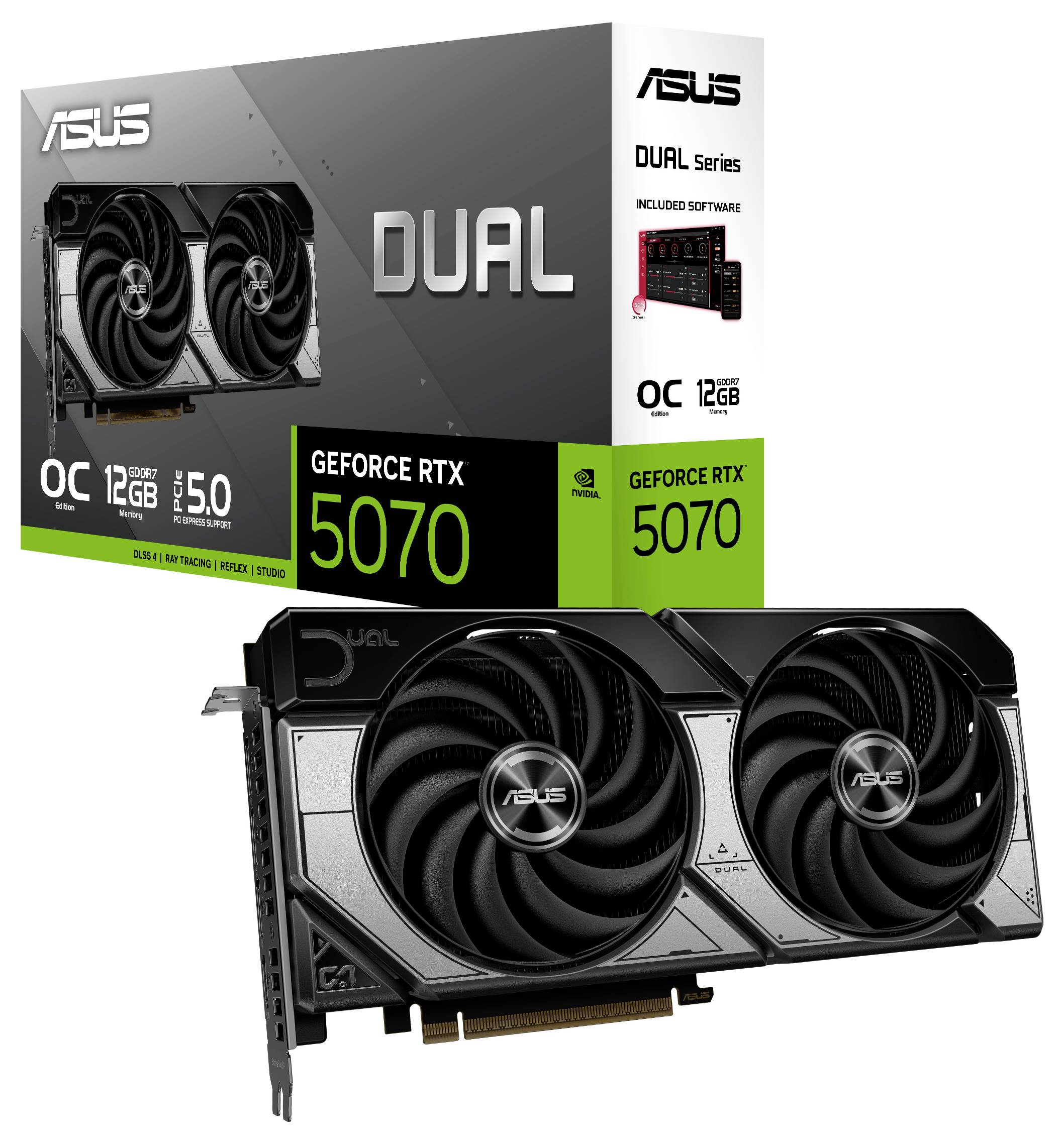 Asus Grafikkarte Nvidia GeForce RTX 5070 GeForce RTX 5070 12 GB GDDR7-RAM PCIe x16 HDMI®, DisplayPort Übertaktet / Overclocked, Zero-Fan-Modus, NV