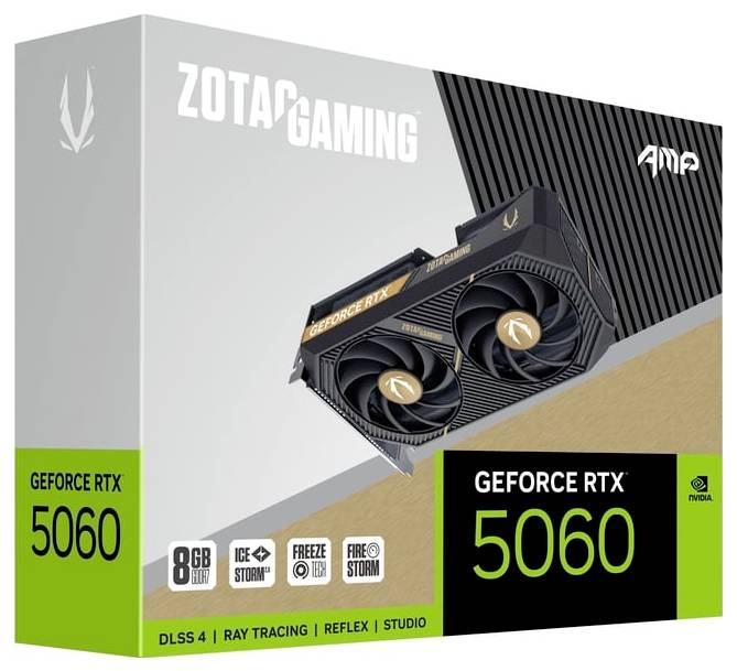 Zotac Grafikkarte Nvidia GeForce RTX 5060 GeForce RTX 5060 8GB GDDR7-RAM PCIe x8 HDMI®, DisplayPort NVIDIA G-Sync, Übertaktet