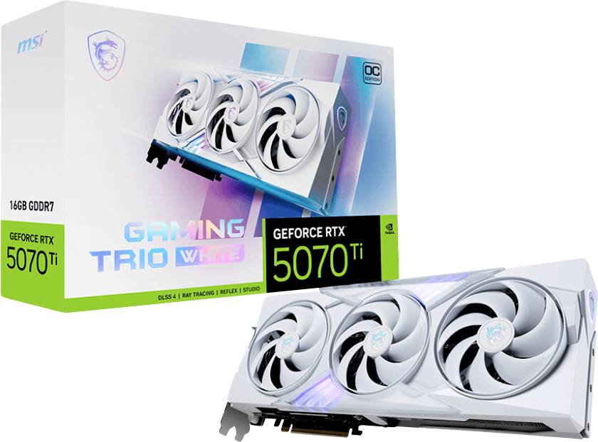 MSI Grafikkarte Nvidia GeForce RTX 5070 Ti Gaming Trio OC White 16GB GDDR7-RAM PCIe x16 HDMI®, DisplayPort NVIDIA G-Sync