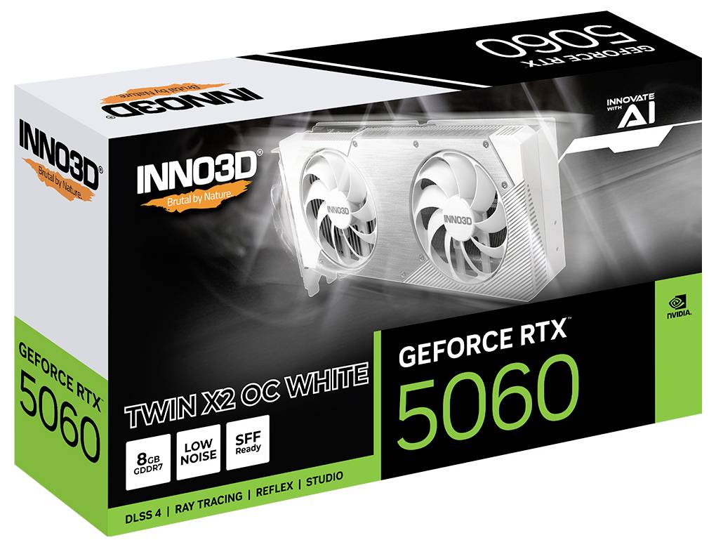 Inno 3D Grafikkarte Nvidia GeForce RTX 5060 GeForce RTX 5060 8 GB GDDR7-RAM PCIe x8 HDMI®, DisplayPort Übertaktet / Overclocked, NVIDIA G-Sync, Vu