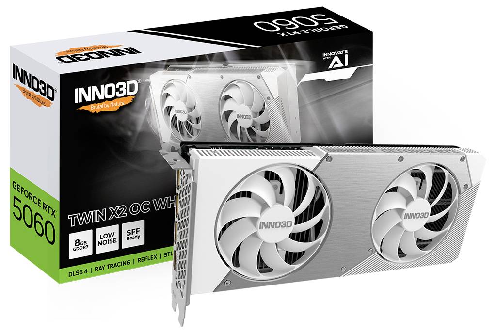 Inno 3D Grafikkarte Nvidia GeForce RTX 5060 GeForce RTX 5060 8 GB GDDR7-RAM PCIe x8 HDMI®, DisplayPort Übertaktet / Overclocked, NVIDIA G-Sync, Vu