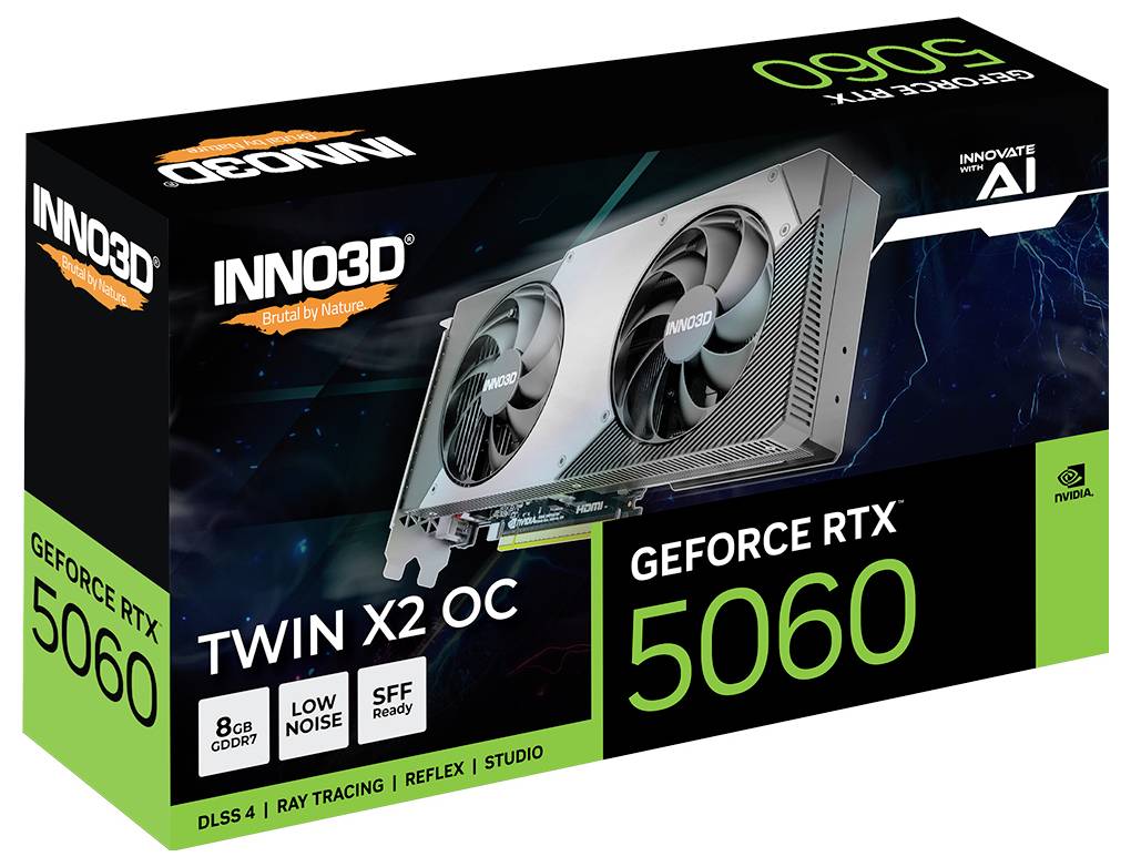 Inno 3D Grafikkarte Nvidia GeForce RTX 5060 GeForce RTX 5060 8GB GDDR7-RAM PCIe x8 HDMI®, DisplayPort Übertaktet / Overclocked