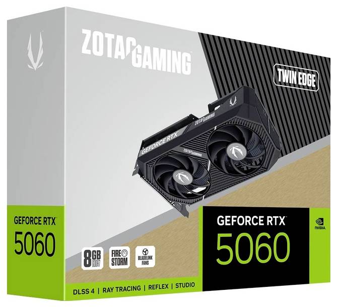 Zotac Grafikkarte Nvidia GeForce RTX 5060 GeForce RTX 5060 8GB GDDR7-RAM PCIe x8 HDMI®, DisplayPort Zero-Fan-Modus, NVIDIA G-Sync