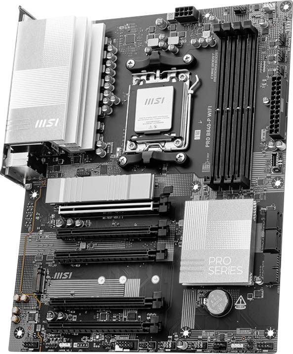 MSI PRO B840M-P WIFI6E AM5 mATX MB Mainboard Sockel (PC) AMD® AM5 Formfaktor (Details) Micro-ATX Mainboard-Chipsatz AMD® B840