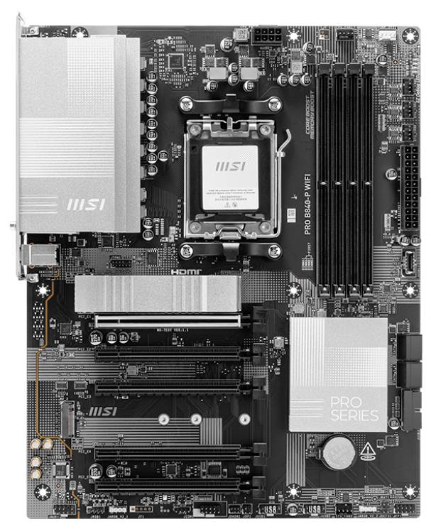 MSI PRO B840M-P WIFI6E AM5 mATX MB Mainboard Sockel (PC) AMD® AM5 Formfaktor (Details) Micro-ATX Mainboard-Chipsatz AMD® B840
