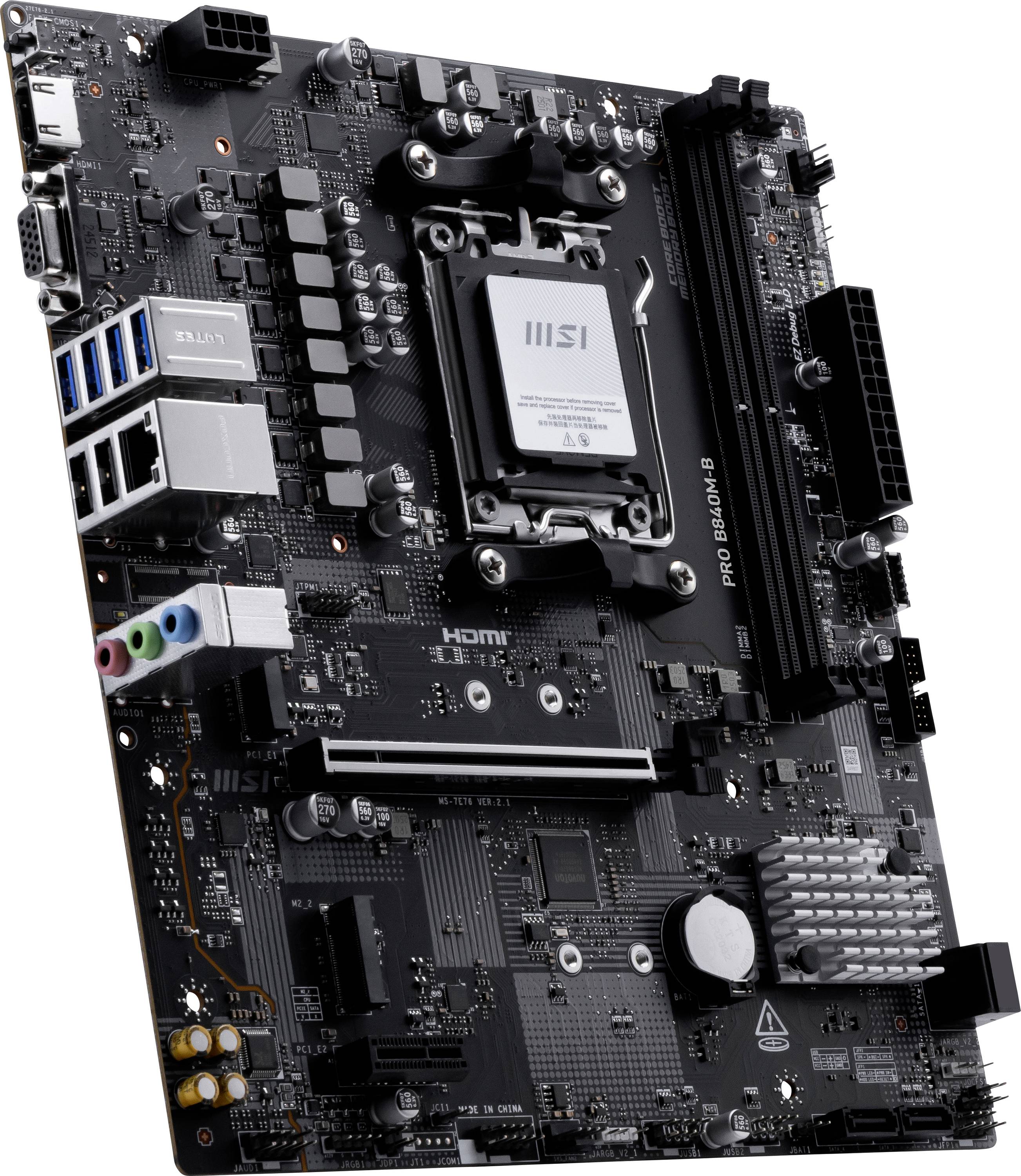 MSI PRO B840M-B Mainboard Sockel (PC) AMD® AM5 Formfaktor (Details) Micro-ATX Mainboard-Chipsatz AMD® B840