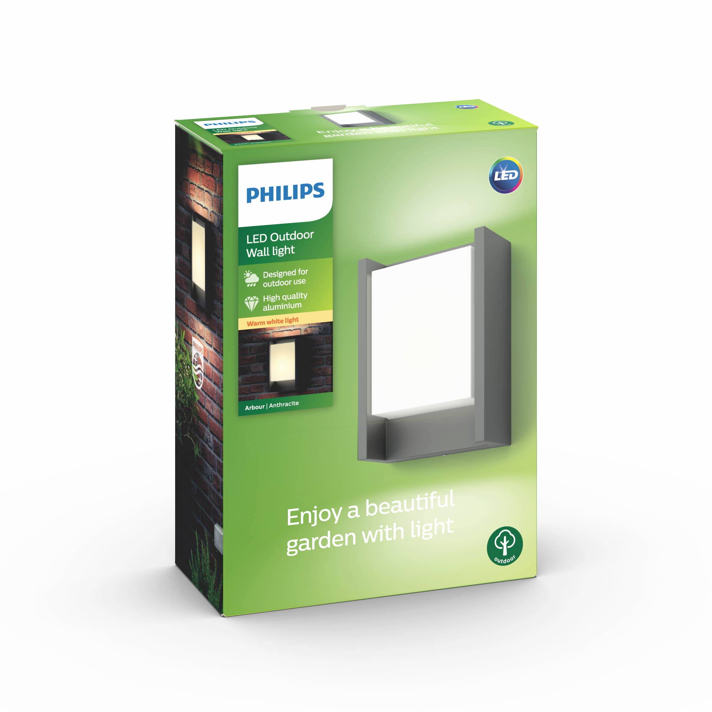 Philips LED Arbour Wandleuchte Anthrazit 1x6W 230V 8718696131244 LED fest eingebaut