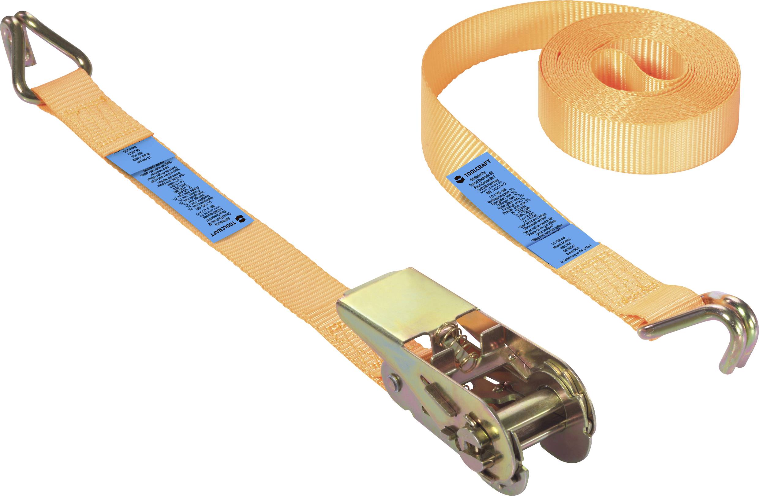 TOOLCRAFT TO-10283847 Zugkraft LC Niederzurren (einzeln/direkt)=1000 daN (L x B) 5m x 25mm Ratsche