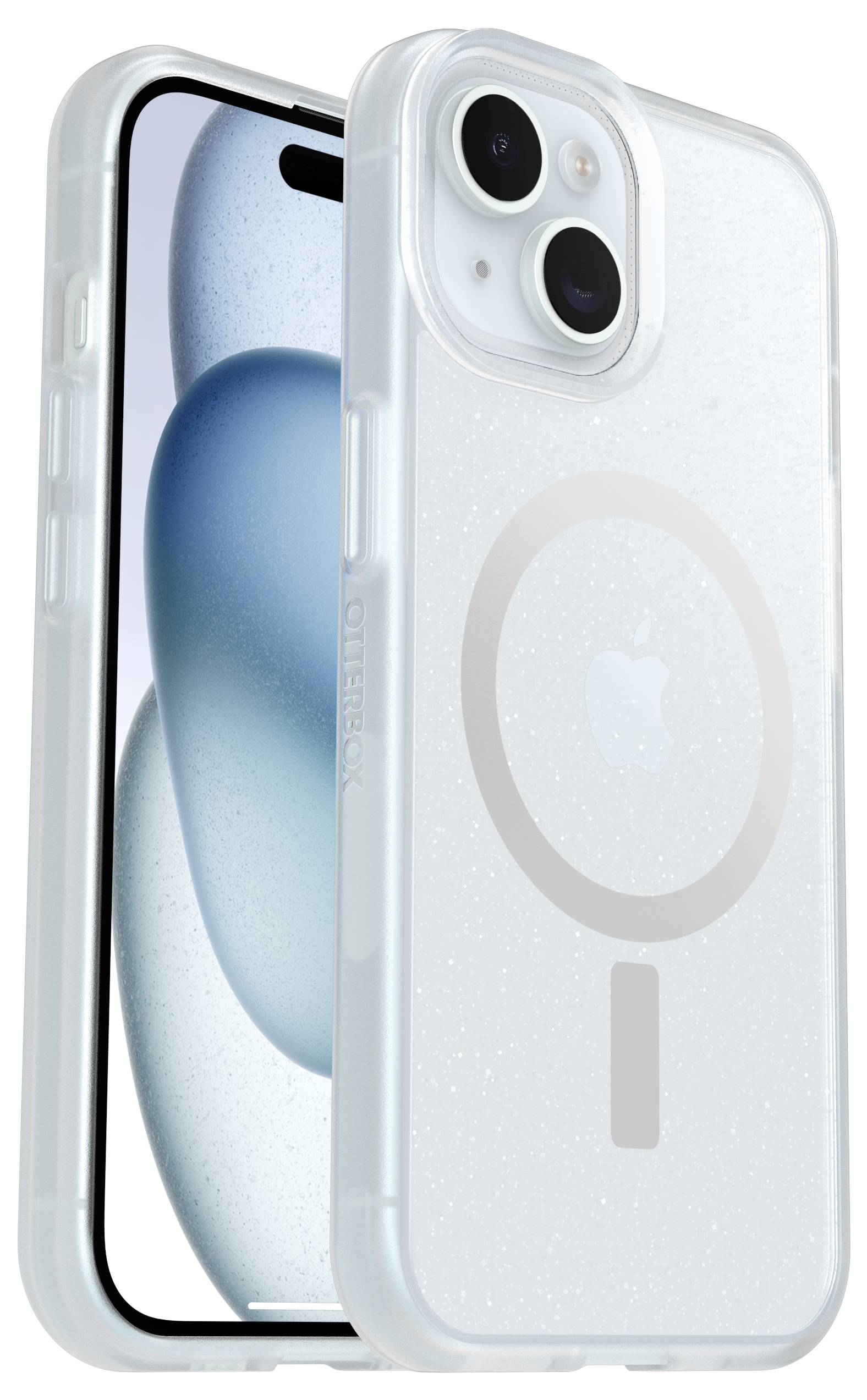 Durchsichtige Smartphone-Hülle mit Magsafe-Ring, passend für ein modernes Mobiltelefon.