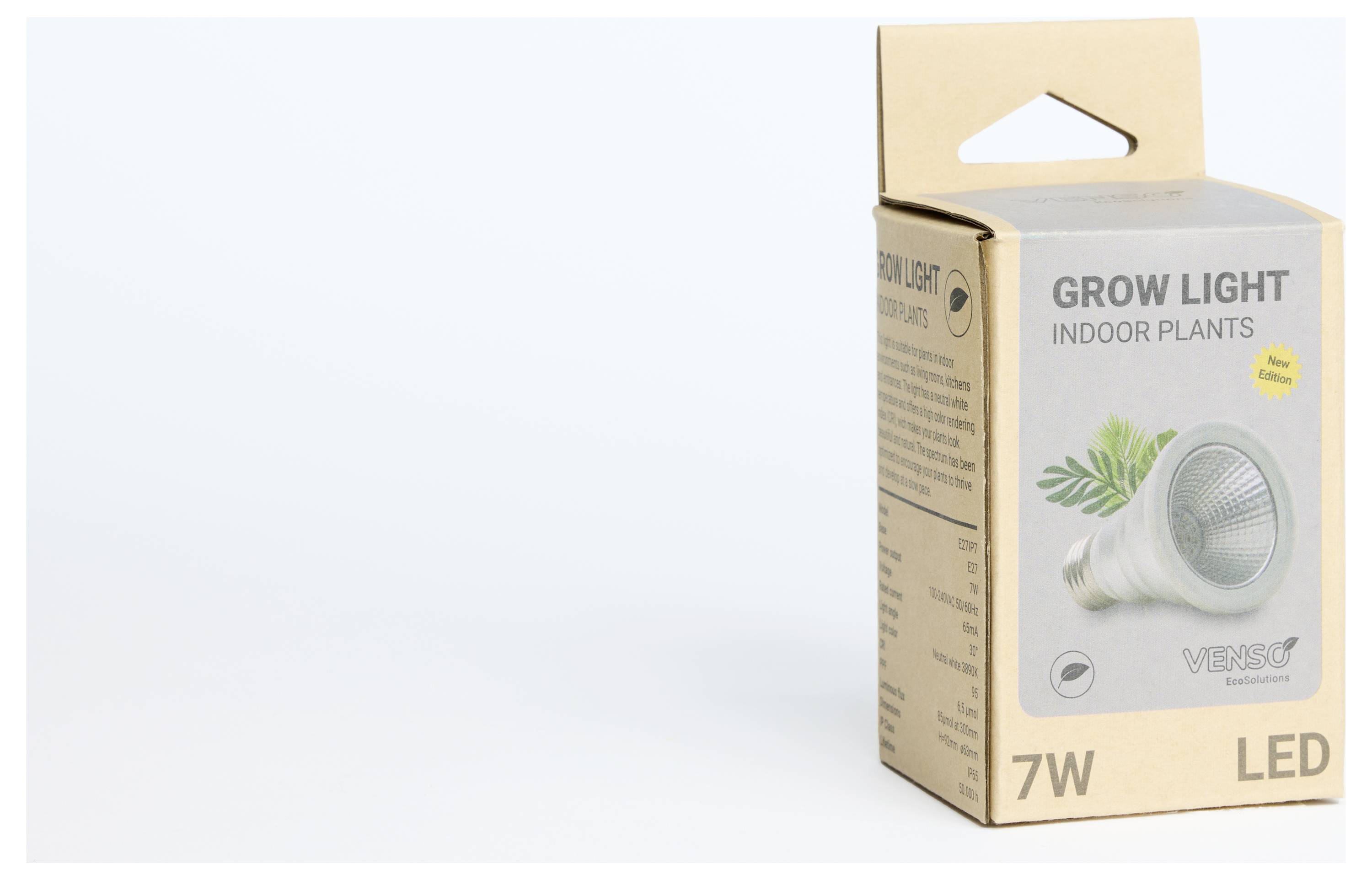 Venso LED-Pflanzenlampe Grow Lights Indoor Plant 100mm E27 7W Neutralweiß 1St.