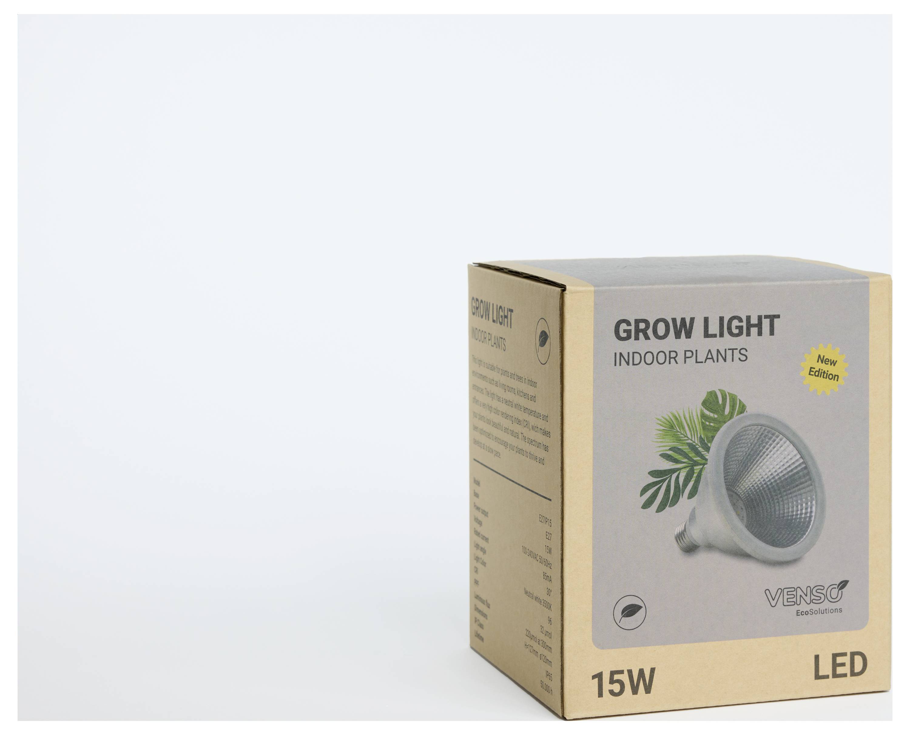 Venso LED-Pflanzenlampe Grow Lights Indoor Plant 150mm E27 15W Neutralweiß 1St.