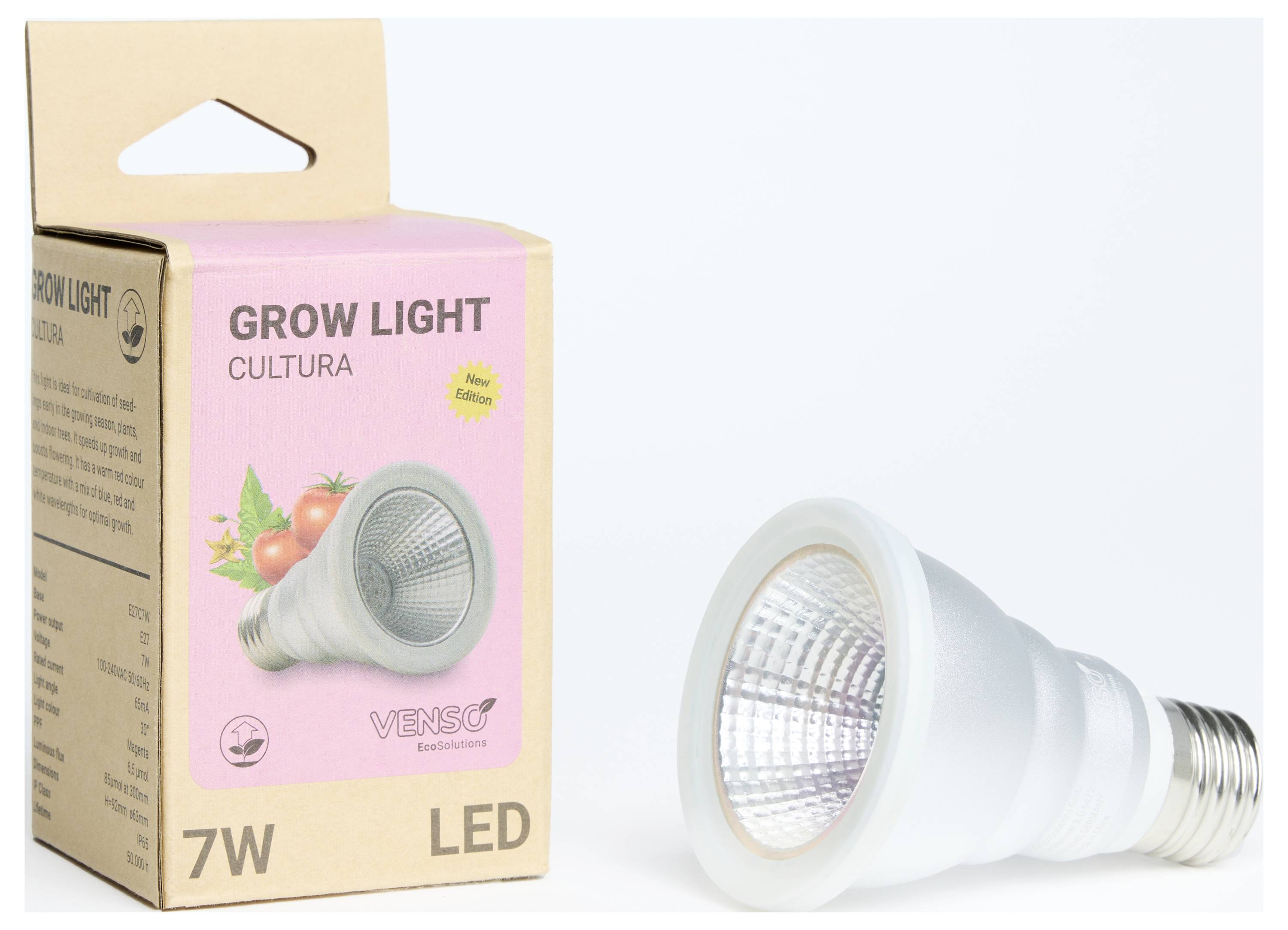Venso LED-Pflanzenlampe Grow Lights Cultura 100mm E27 7W 1St.