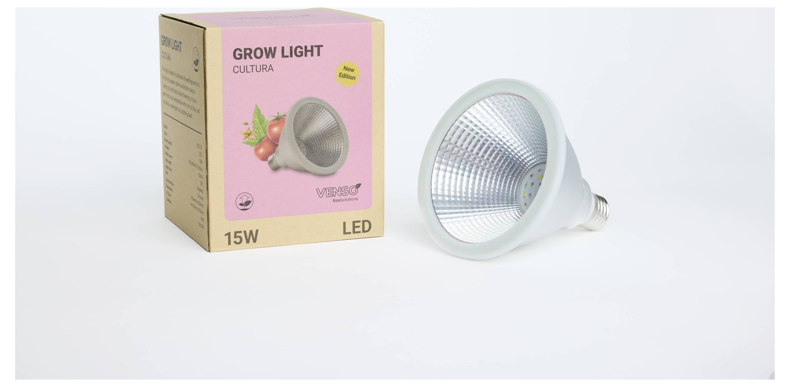 Venso LED-Pflanzenlampe Grow Lights Cultura 150mm E27 15W 1St.