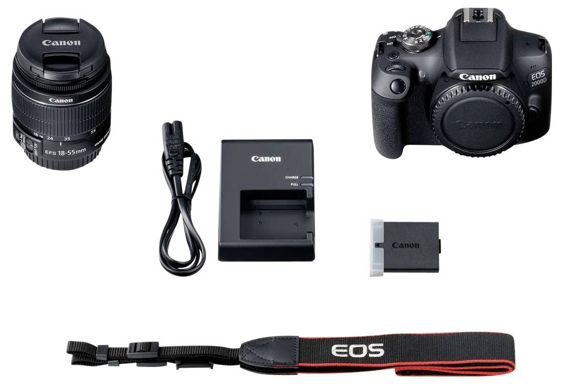 Canon EOS 2000D Kit 18-55mm DC III Digitale Spiegelreflexkamera EF-S 18-55mm IS III 24.1 Megapixel Schwarz Optischer Sucher, mit