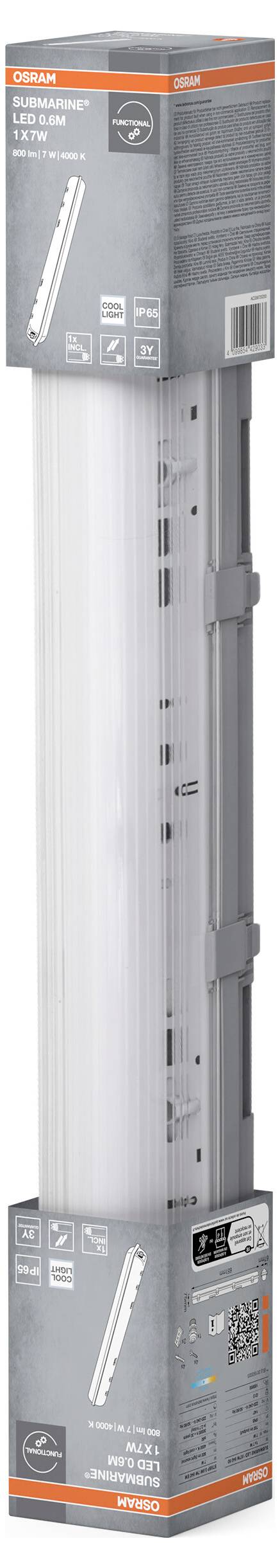 OSRAM HOMELIGHTING Submarine 1 x 7W 4000K LED-Feuchtraumleuchte G13 7.00W Kaltweiß Grau