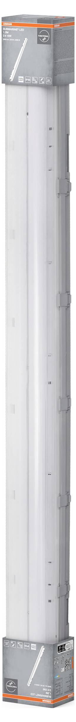 OSRAM HOMELIGHTING Submarine 2 x 15W 4000K LED-Feuchtraumleuchte G13 30.00W Kaltweiß Grau