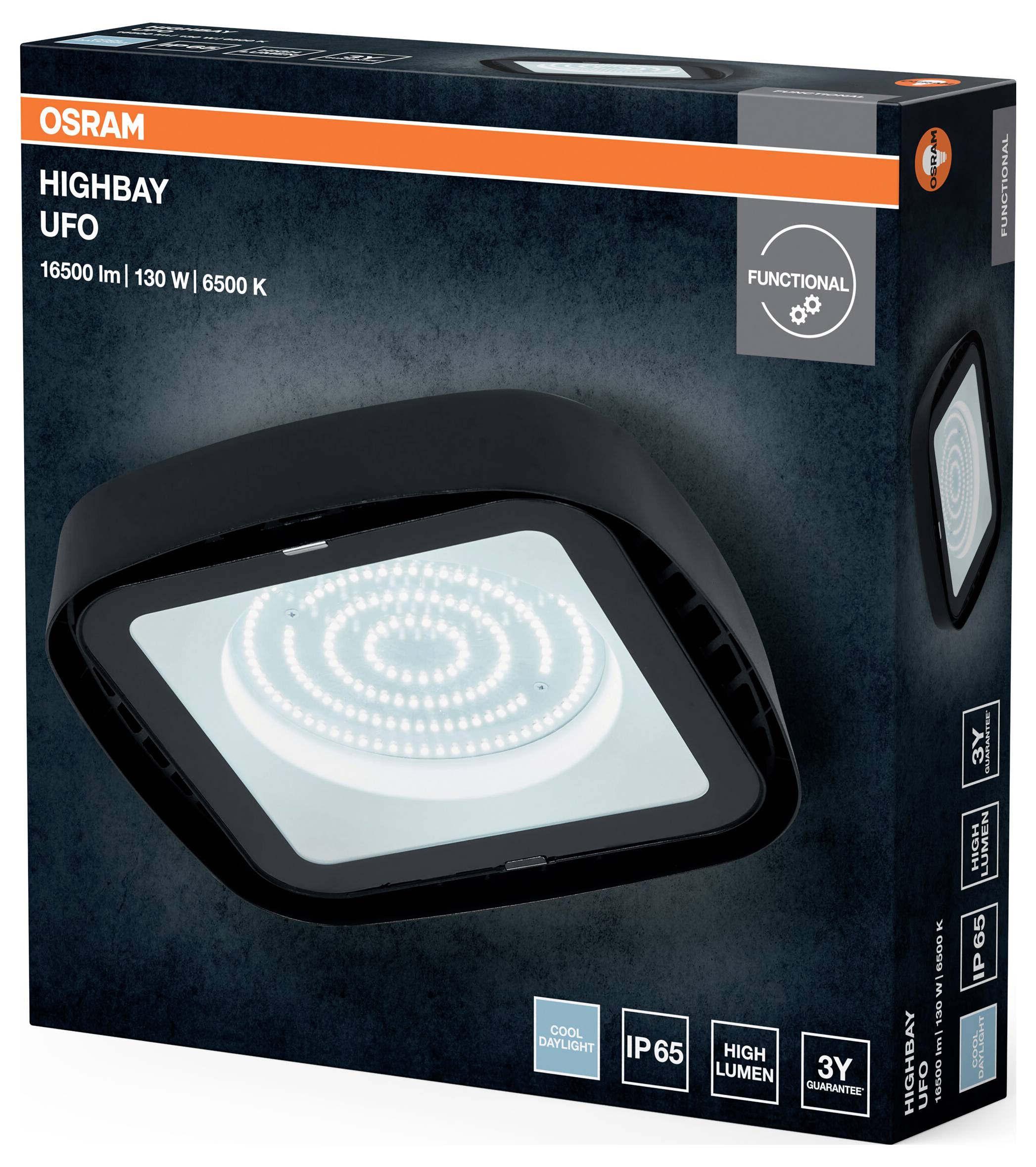 OSRAM HOMELIGHTING Highbay Ufo 130W 865 IP65 Black 4099854429330 LED-Hallenleuchte 130.00 W Schwarz