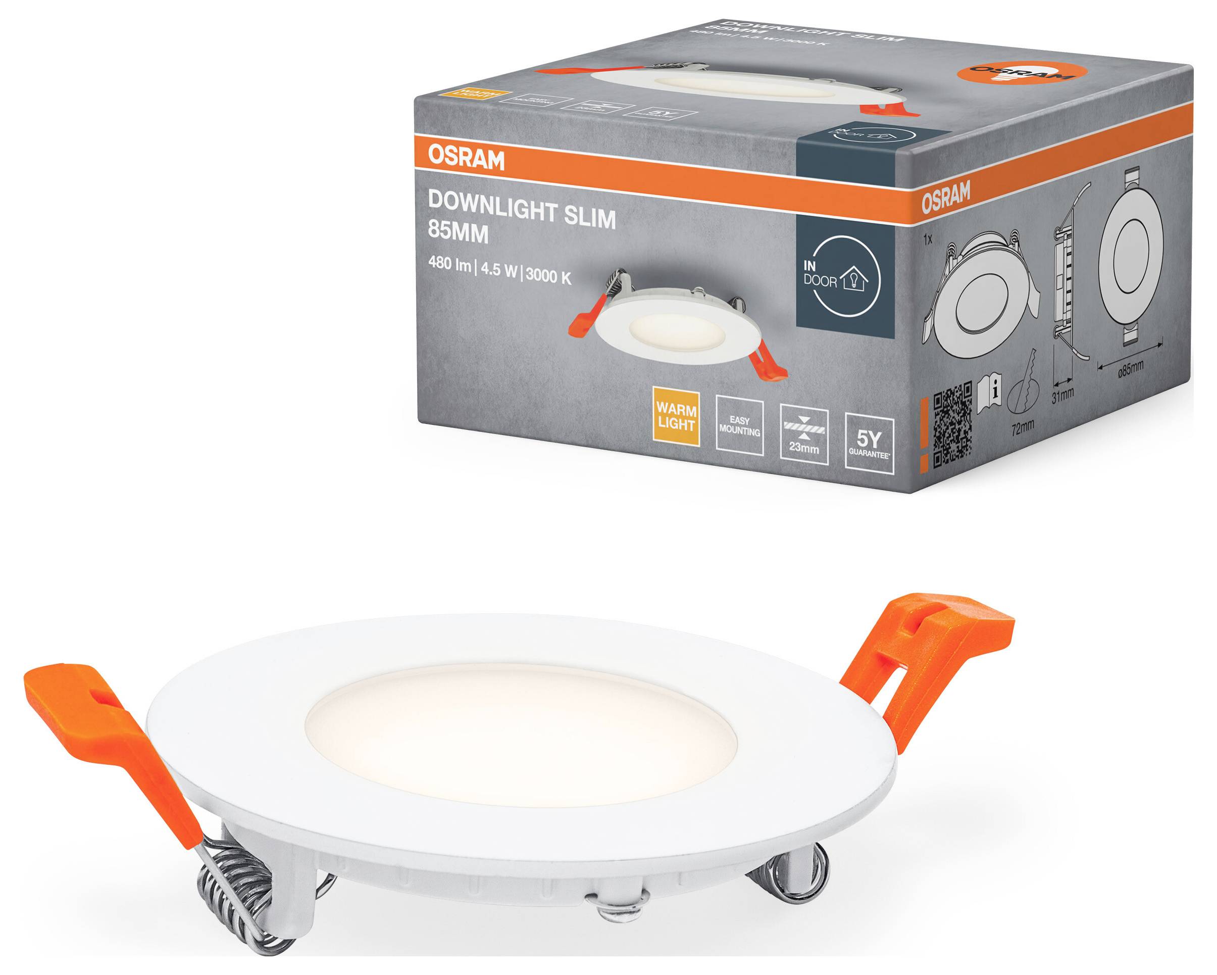 OSRAM HOMELIGHTING 4099854444708 Downlight Slim 85mm 4.5W 3000K LED-Deckenleuchte 4.50W Weiß