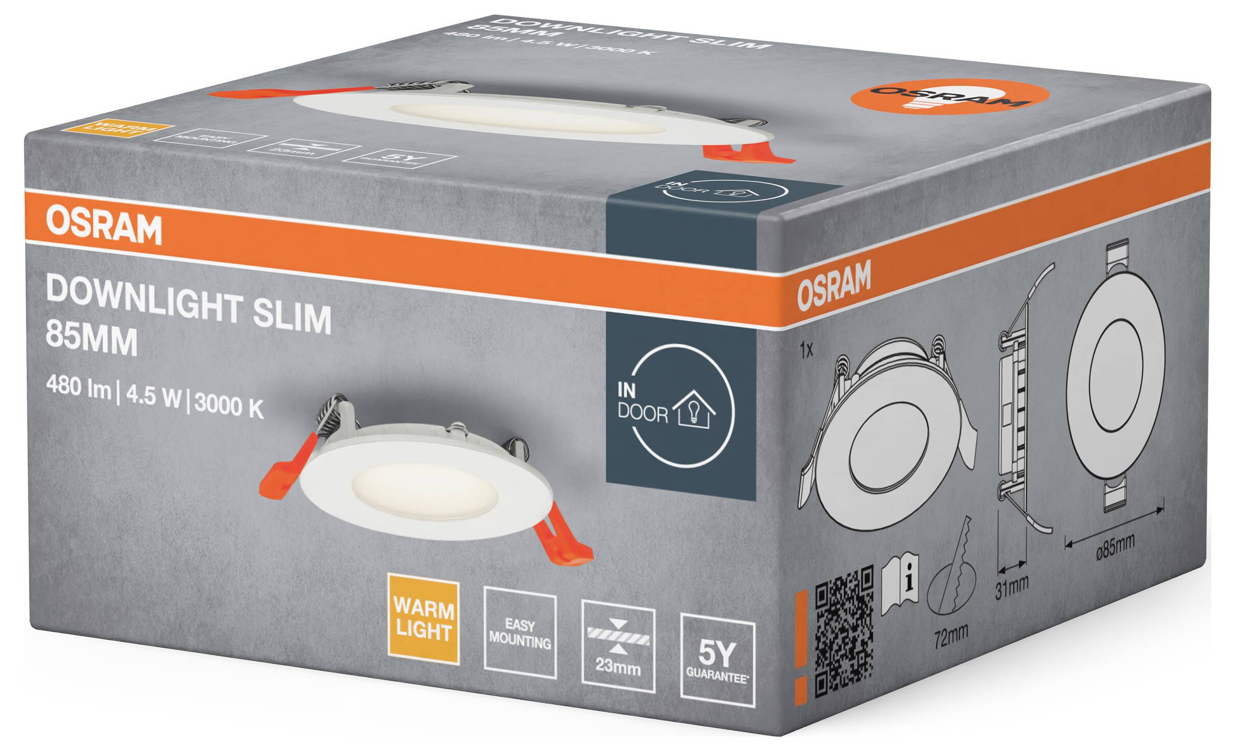 OSRAM HOMELIGHTING 4099854444708 Downlight Slim 85mm 4.5W 3000K LED-Deckenleuchte 4.50W Weiß