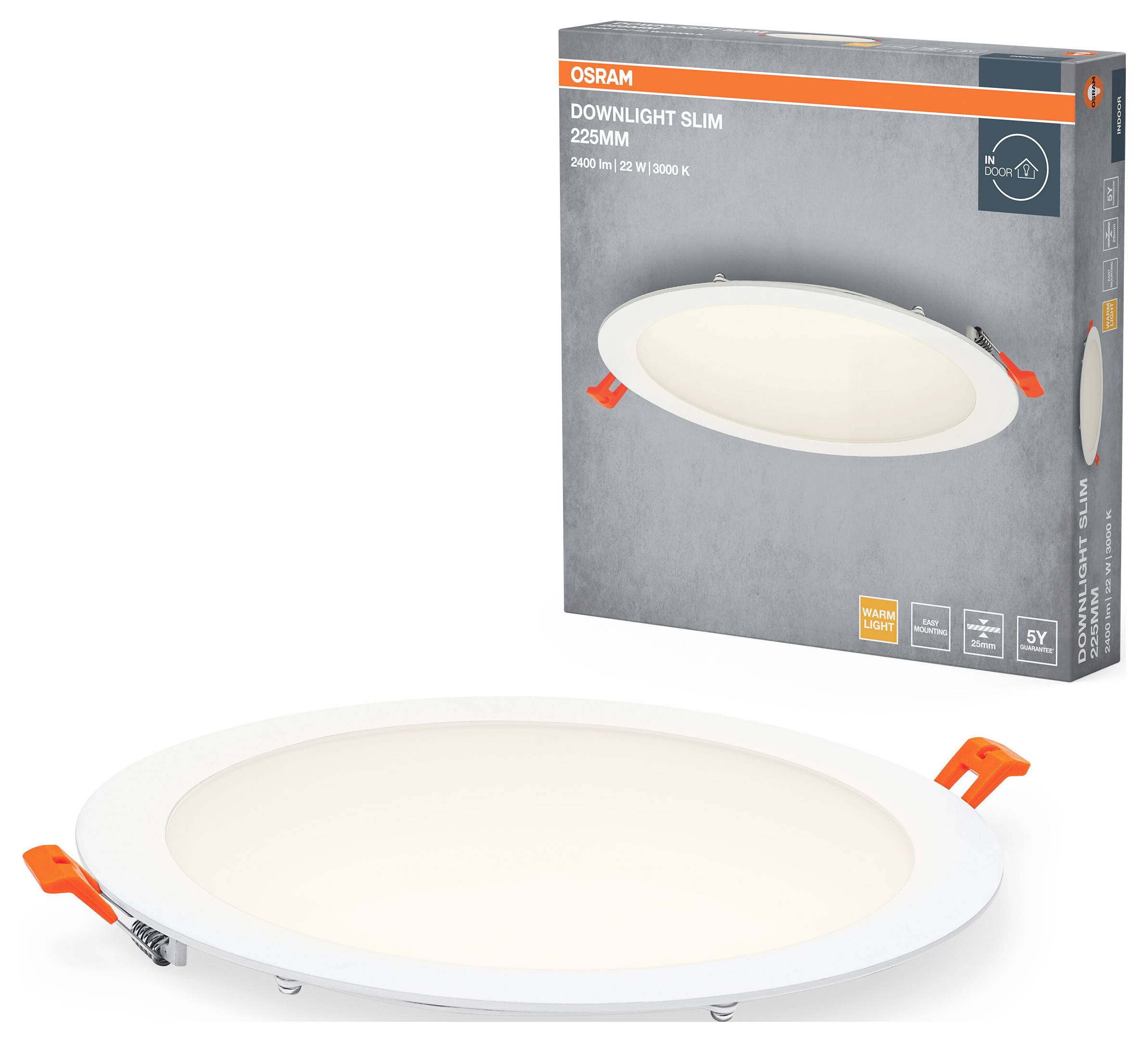 OSRAM HOMELIGHTING 4099854444968 Downlight Slim 225mm 22W 3000K LED-Deckenleuchte 22.00W Weiß