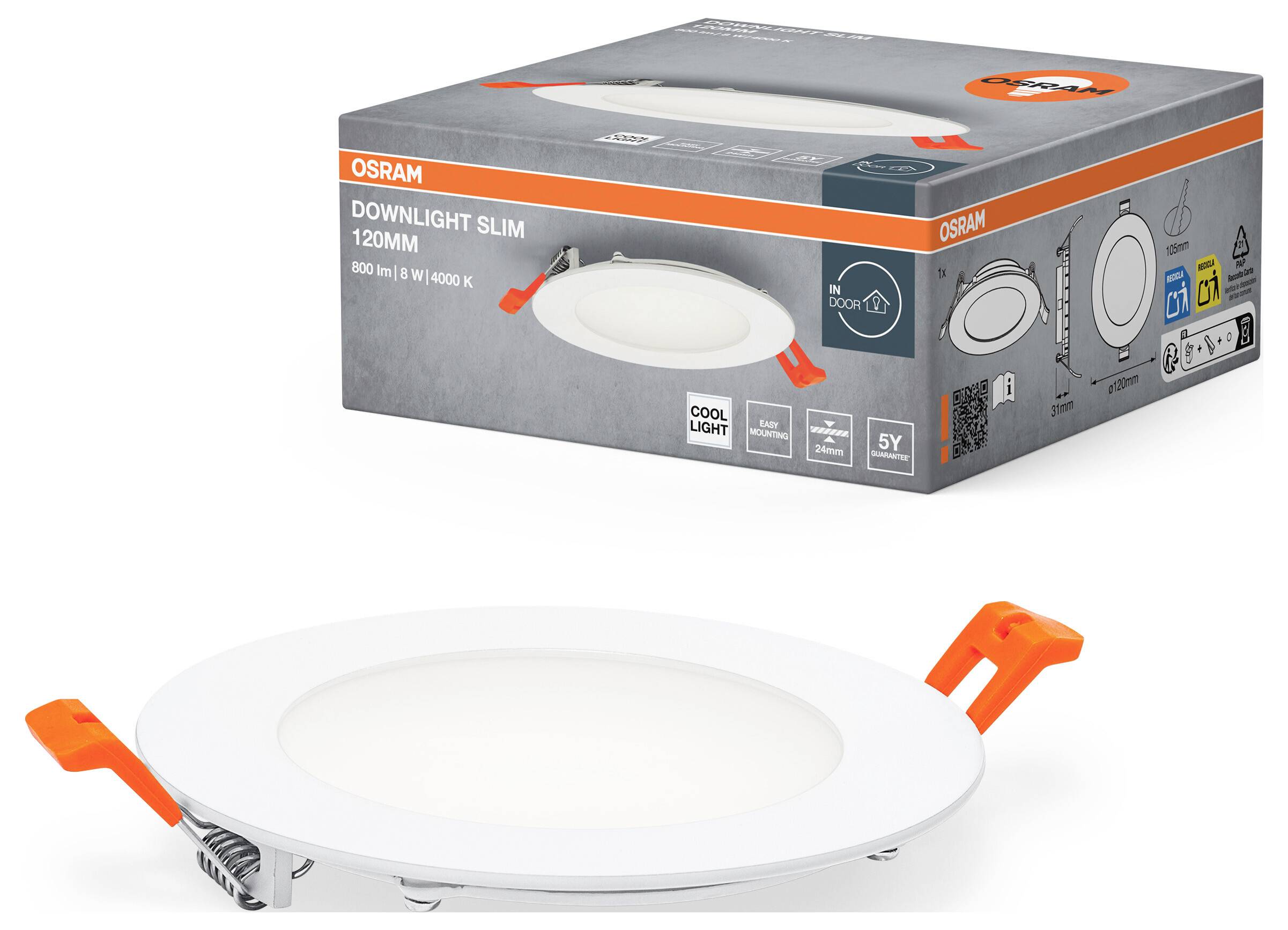 OSRAM HOMELIGHTING 4099854445156 Downlight Slim 120mm 8W 4000K LED-Deckenleuchte 8.00W Weiß