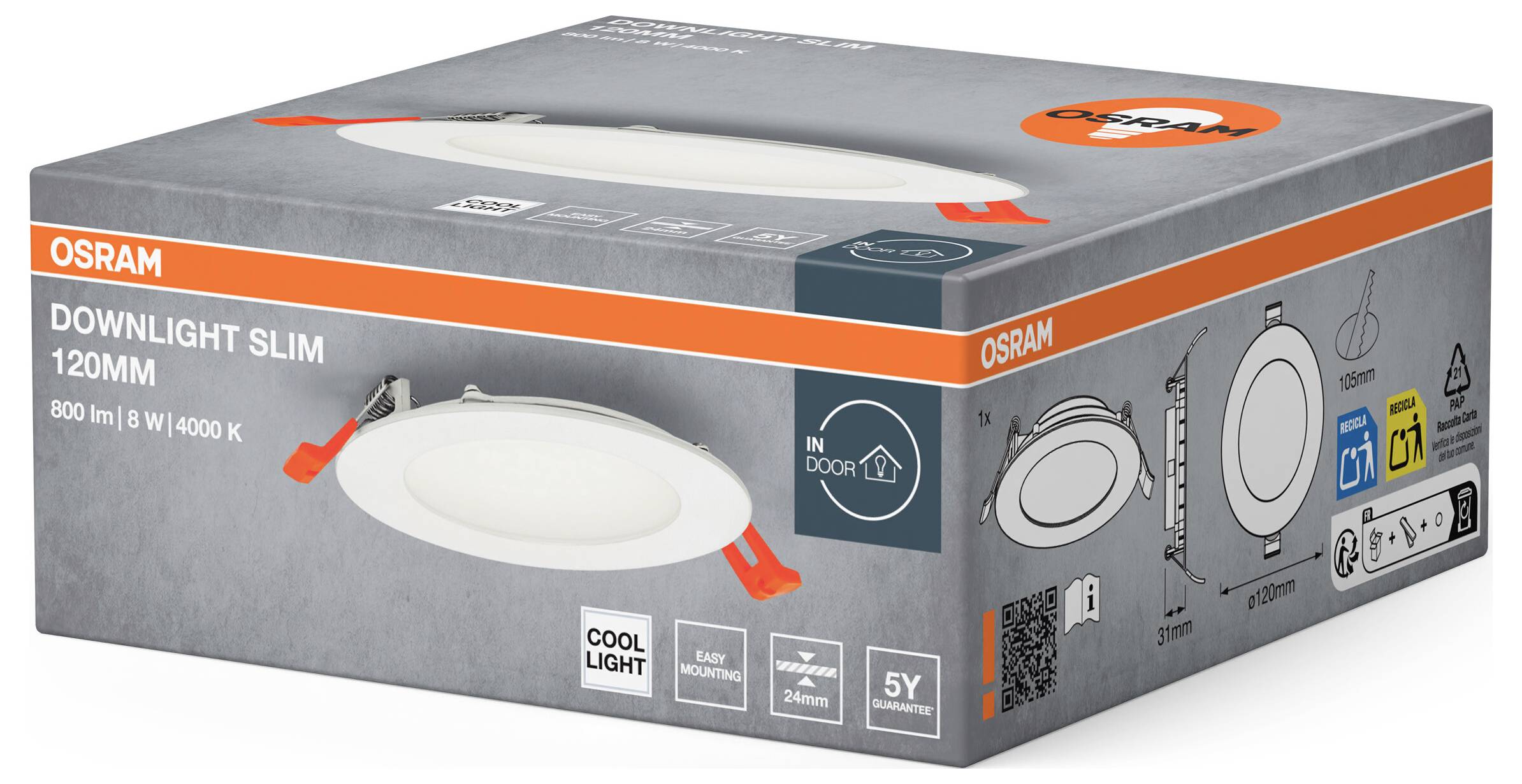 OSRAM HOMELIGHTING 4099854445156 Downlight Slim 120mm 8W 4000K LED-Deckenleuchte 8.00W Weiß
