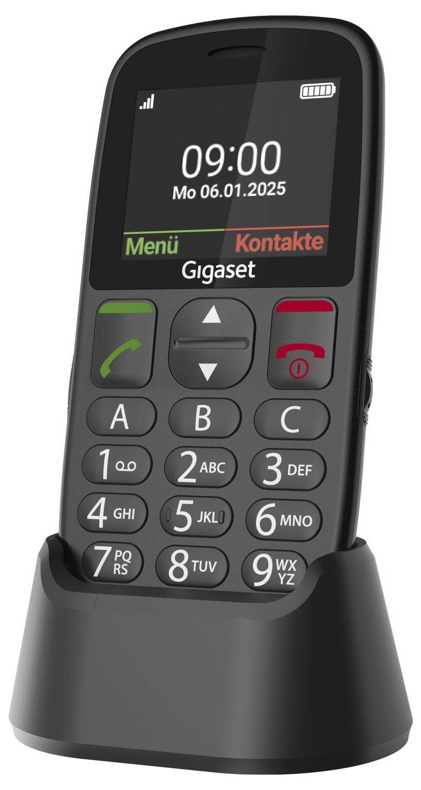 Gigaset GL395 Handy SOS Taste, Spritzwassergeschützt, Staubgeschützt Schwarz