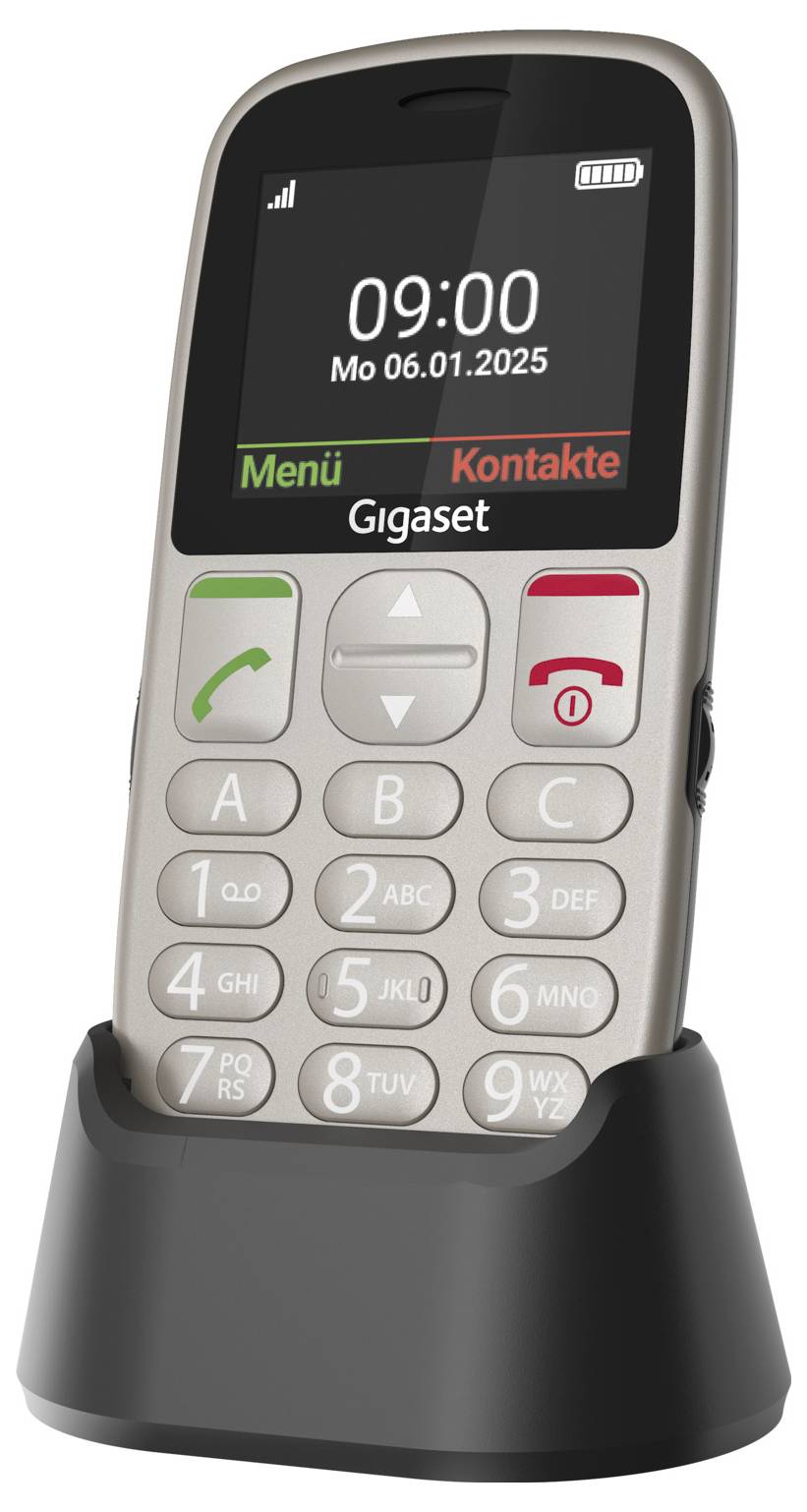 Gigaset GL395 Handy SOS Taste, Spritzwassergeschützt, Staubgeschützt Silber